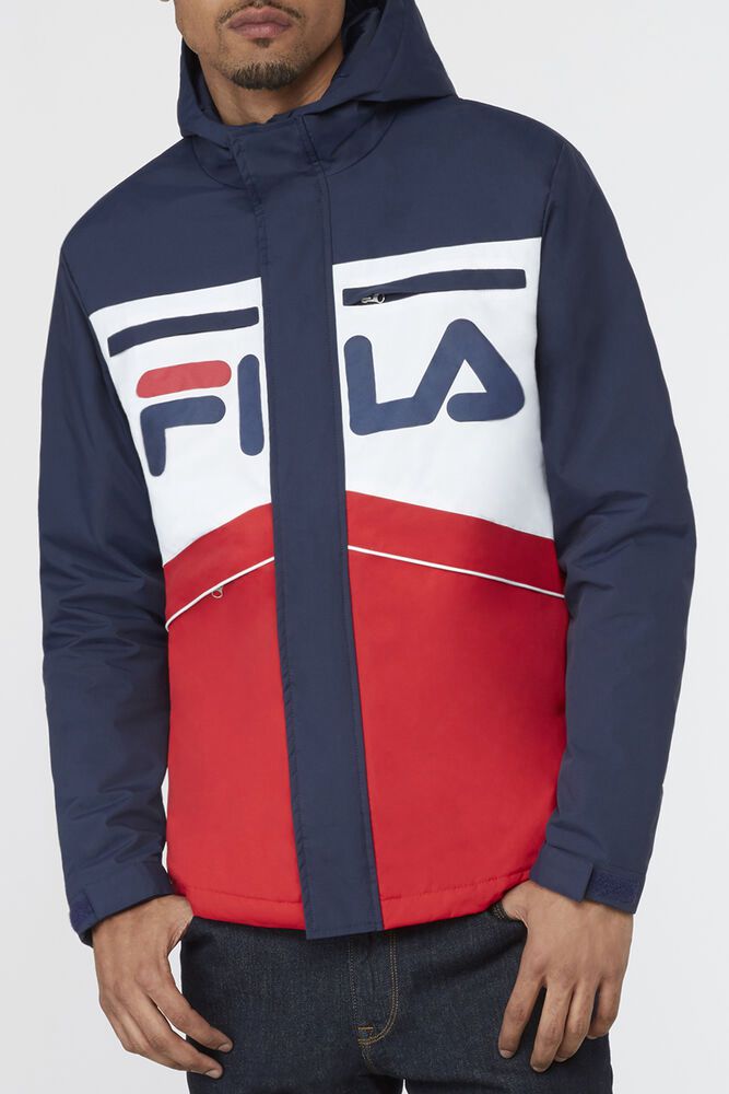 Fila Jacket Linden Mens Navy/White/Red - India HVA-025197